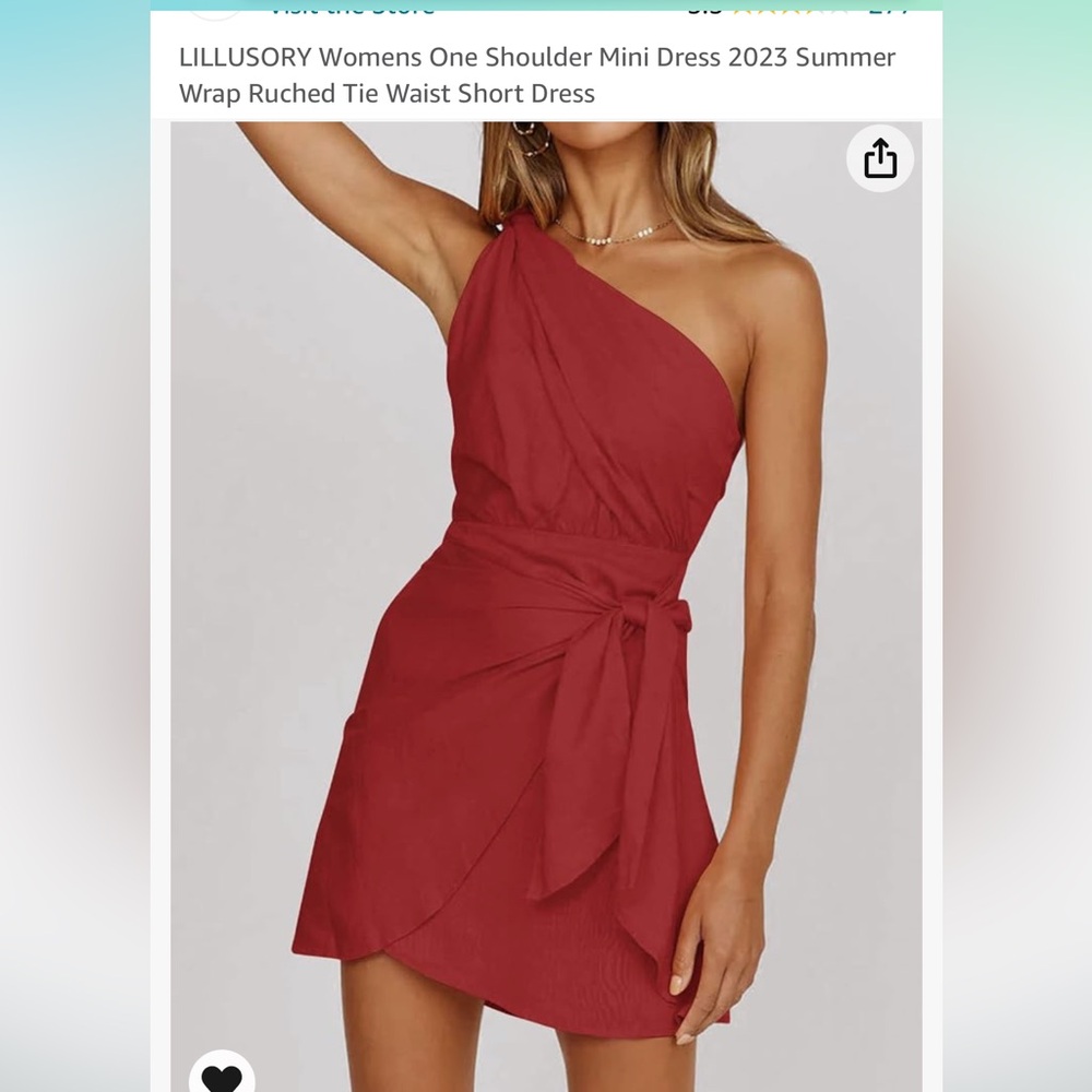 Women's Red One Shoulder Mini Dress